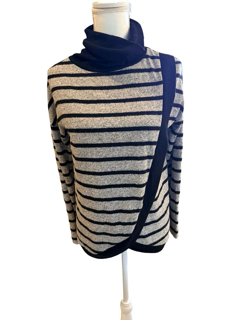 Gibson Cozy Turtleneck Long Sleeve Black Gray Reversible Sweater Petite Small